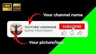 Subscribe button with channel name, bell, like, share #5 | green screen, transparent