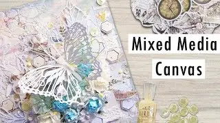 Dimensional Mixed Media Canvas Tutorial using Papers, Flowers & InloveArt Supplies