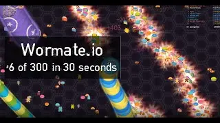 Wormate.io - #6 of 300 in 30 seconds, followed with escape to safety