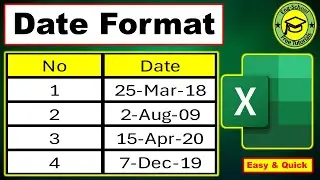 How to change Date Format In Microsoft Excel |  change Date Format In  Excel #Date_Format_Excel