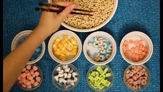 Sorting Lucky Charms Cereal & Bowl of Marshmallows ASMR *Relaxing*