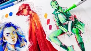 Drawing FACES & FIGURES + Tips on COLOR | Ohuhu Markers, Pencils + Pens