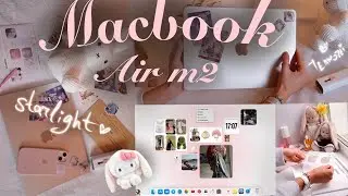 MacBook Air  M2 in 2024 Starlight aesthetic unboxing | decoration and accessories🦘