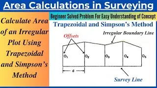 Area of an Irregular Plot Using Average Ordinate Rule, Trapezoidal and Simpson's Method|Problem