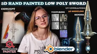 3D Hand-Painted Sword in Blender | From concept to render | Low Poly Game Asset in Blender | CG bird