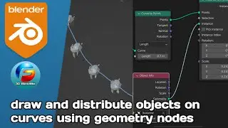 Draw and distribute objects with geometry nodes in blender