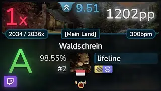🔴 9.5⭐ lifeline | Equilibrium - Waldschrein [Mein Land] +HDDT 98.55% (#2 1202pp 1❌) - osu!