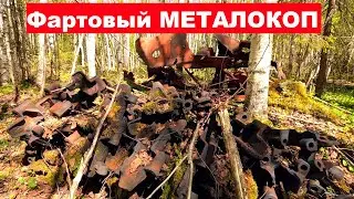 Ура! Фартовый металокоп! КУЧА МЕТАЛЛА в лесной глуши. ТРАКИ! КАТКИ! БАЛАНСИРЫ-РЫЧАГИ Ночь в ЗАБРОШКЕ