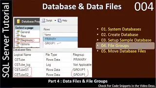 Create Database | Part 4 - File Groups | SQL SSMS TSQL Tutorial #004