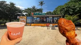 Eating at 7-Eleven on a Beach