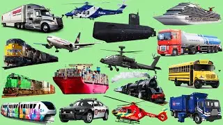 Vehicle Name Sounds | Police Car, Airplane, Tramway, Bus, Truck, Van | Learn Vehicles Collections