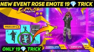 New Emote Party Event Free Fire| emote party event one Spin trick| rose emote trick free fire |