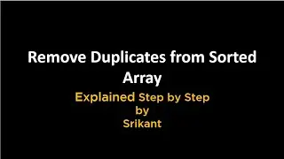 Remove Duplicates from Sorted Array Solution | Leetcode