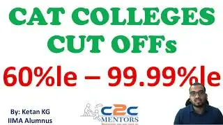 CAT Percentile vs Colleges. Cut offs from 60%le to 99.99%le