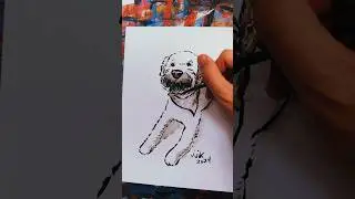 dog drawing in ink