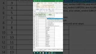 Dynamic Serial Number using Aggregate Function in MS Excel Telugu | MS Excel Telugu | #msexcelshorts