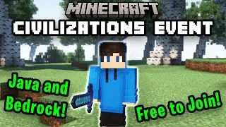 Join my NEW Minecraft Civilizations Server! Free to join! Java and Bedrock!