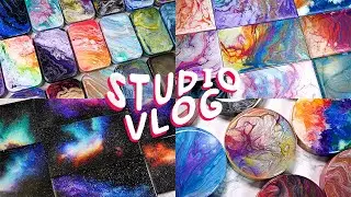 Pour Painting TONS of Palettes & More Store Launch Prep | Small Business Studio Vlog