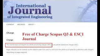 Free of Charge Journal Indexed by Scopus and ESCI International Journal of Integrated Engineering