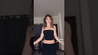 Sexy German woman modeling black tube top & yoga pants #asmr #trending #fashion