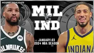 Milwaukee Bucks vs Indiana Pacers Full Game Highlights | Jan 3 | 2024 NBA Season