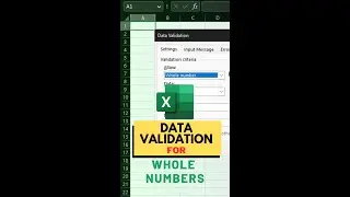 Data Validation for Whole Numbers in Microsoft Excel #excel #shorts #short