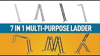 Ladder 7 In 1 Multi-Purpose Extension Ladders Aluminium Step Ladder 530lbs