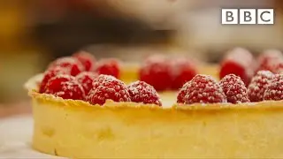 Mary Berry's indulgent lemon posset tart with raspberries - BBC