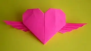 оригами сердечко с крыльями,как сделать сердце из бумаги // how to make origami heart with wings