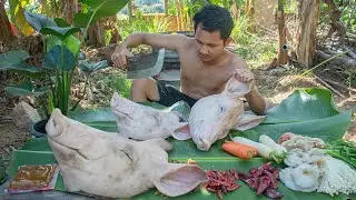 Cooking Delicious Pig's Head Recipe - Cooking Spicy Pig's Head