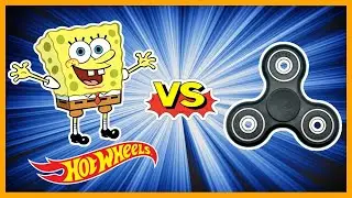 SPONGEBOB HOT WHEELS vs FIDGET SPINNERS - BATTLE!!!