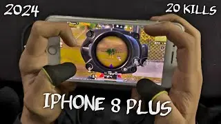 OMG 😲 IPHONE 8 PLUS IN 2024 | 20 KILLS BEST 4-FINGERS CLAW FULL GYRO HANDCAM GAMEPLAY | PUBG MOBILE