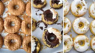 FANCY Baked Donuts...using a CAKE MIX! | S'mores, Gingerbread, & Lemon Pistachio!