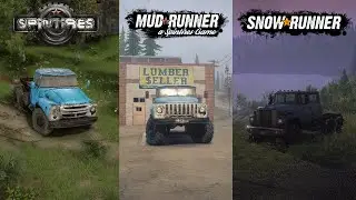 Spintire vs MudRunner vs SnowRunner - B130/Loadstar 1700 gameplay comparison | GTX1060