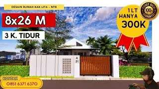 Desain Rumah Scandinavian 6x26 M (1 Lantai) 3 Kamar Tidur | Kak Lita - Jasa Desain Rumah NTB