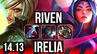 RIVEN vs IRELIA (TOP) | 9 solo kills, 69% winrate | BR Master | 14.13