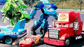 Lightning McQueen TRANSFORMERS in Real Life on Road cars PIXAR