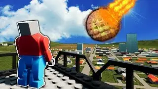 New Flamethrower Meteorite Destroys Lego Buildings in Brick Rigs!