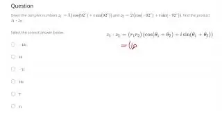 Find the product of complex numbers in polar form