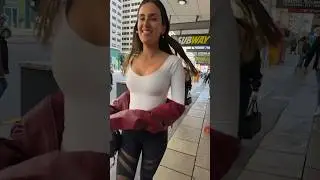 Vegan girl walking down street in Adelaide South Australia