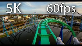 Kraken front seat on-ride 5K POV @60fps SeaWorld Orlando