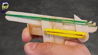 DIY - How to make a PISTOL from ice cream sticks. Do-it-yourself rubber shooter.