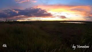 Закат на озере в 4к под звуки пианино, Timelapse! Sunset on lake, fortepiano, 4k