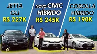 NOVO CIVIC HÍBRIDO É MAIS RÁPIDO QUE UM JETTA GLI? É MELHOR QUE O COROLLA? Comparamos na pista!