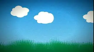 Футаж HD. Рисованный фон - Небо с облаками и трава