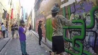 Graffiti Artists in Hosier Lane, Melbourne, Australia