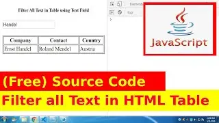 Filter All Text in HTML table javascript Source Code