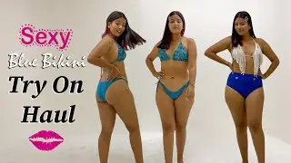 BLUE BIKINI TRY ON HAUL | PRINTED BIKINI TOP CHEEKY BOTTOMS