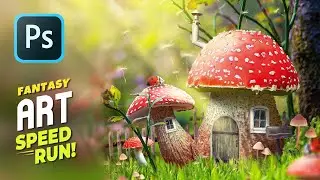How to Create a Mushroom Hut Photoshop Manipulation | Photoshop Speed Art