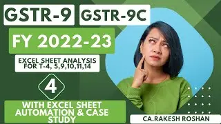 Part-4 |GSTR-9 & 9C |FY 2022 23| how to file with excel Working Calculation sheet| Ca.Rakesh Roshan|